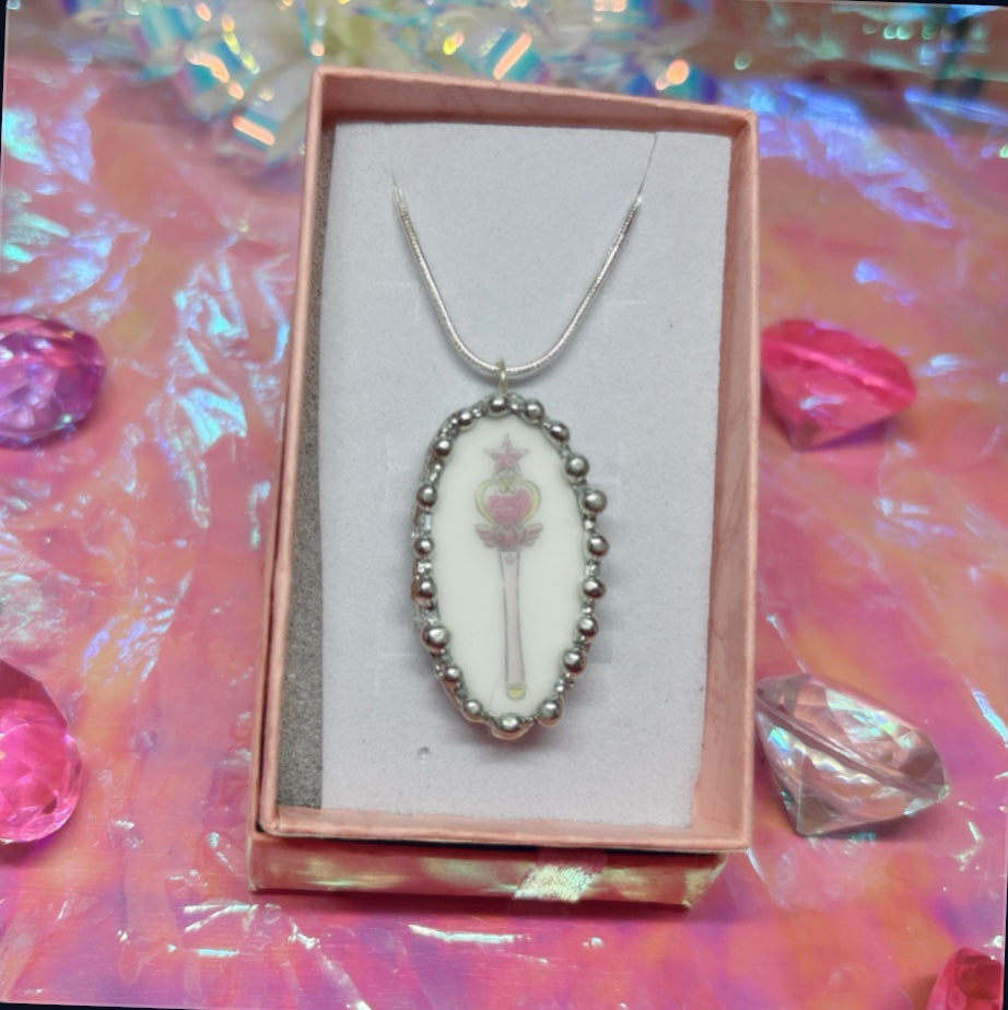 Sailor Moon Chibi Moon Pink Moon Rod Necklace