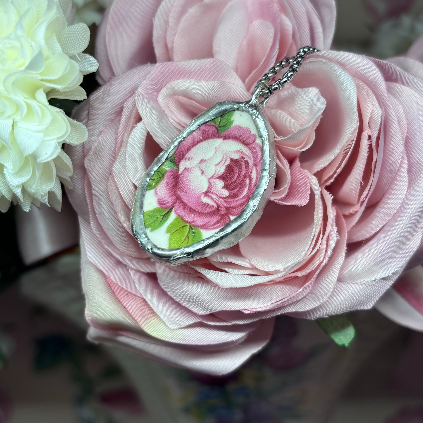 Oval Peony Necklace
