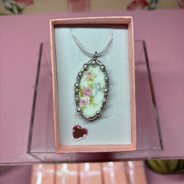 Vintage Rose and Bow Necklace
