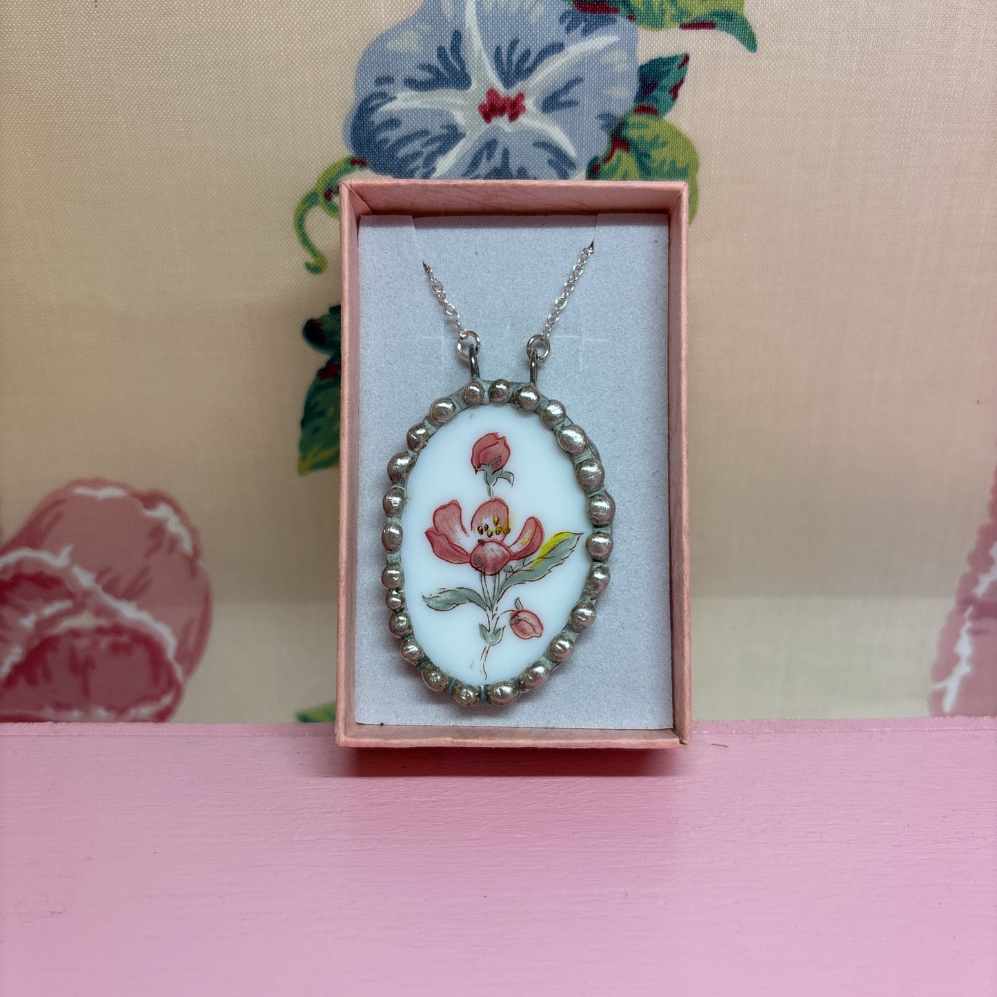 Floral Pyrex Necklace