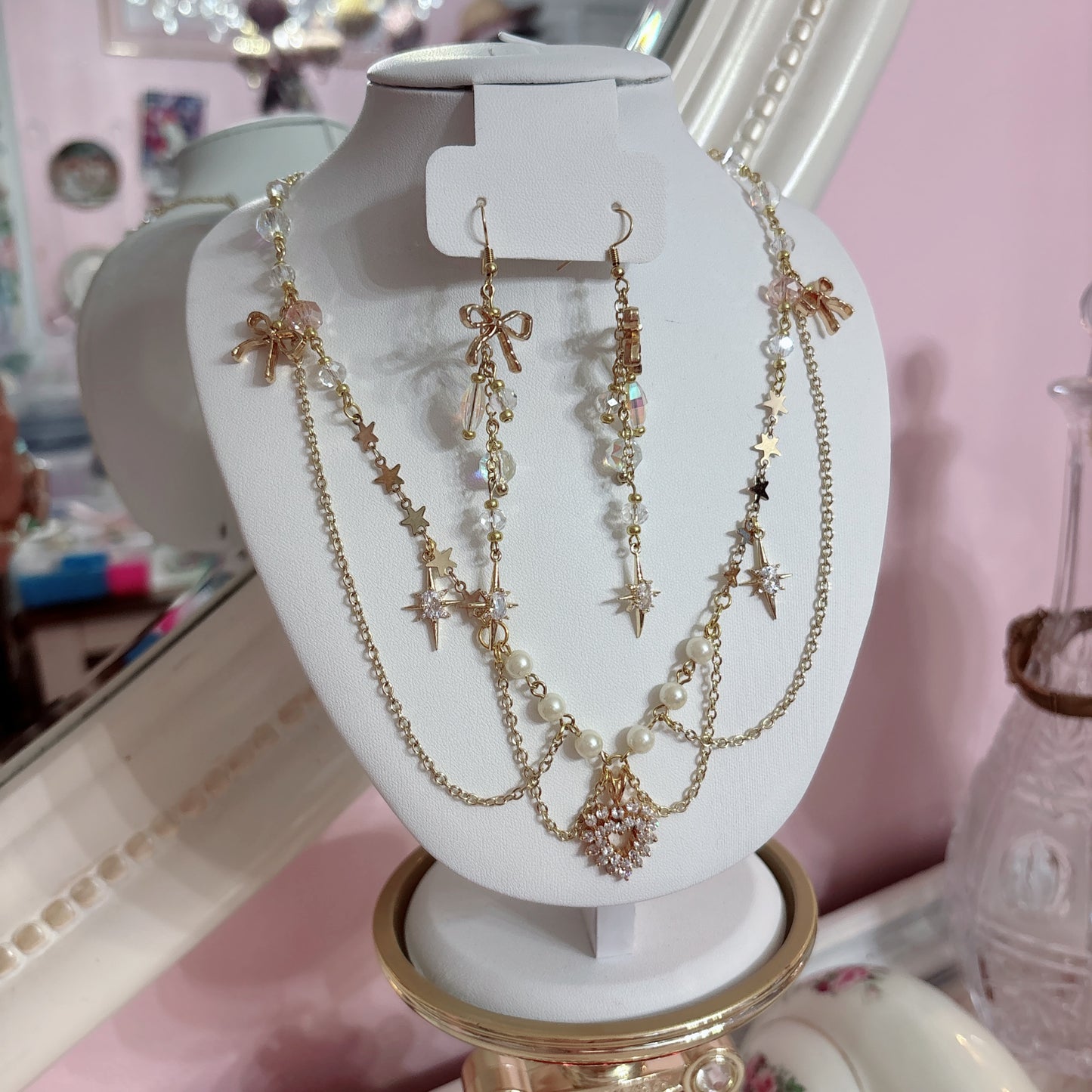 Heart Charm Necklace plus earrings