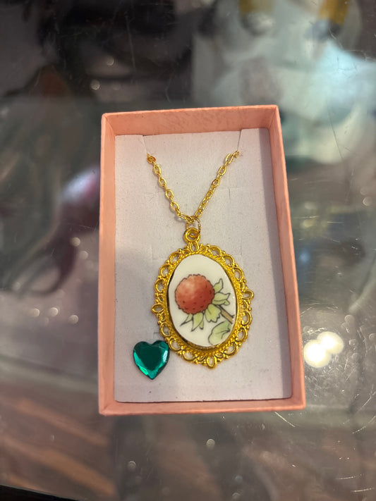 Gilded Totoro Strawberry Necklace