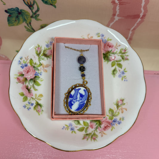 Gilded Blue Willow Necklace