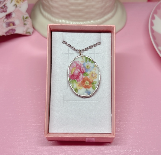 Oval Blooming Bouquet Necklace