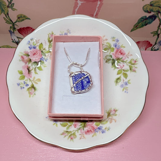 Blue Willow Teacup Necklace
