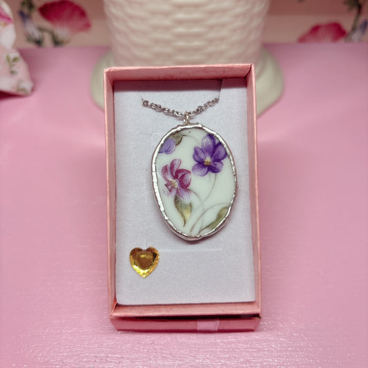 Oval Dancing Violets Necklace