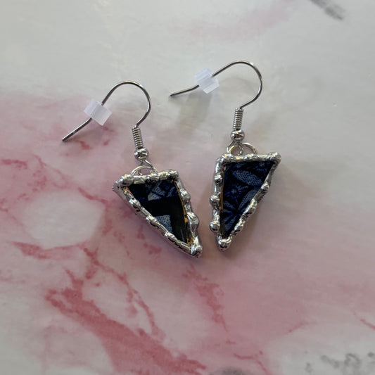 Organic Shaped Blue Willow Earrings