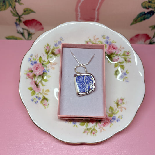 Blue Willow Teacup Necklace