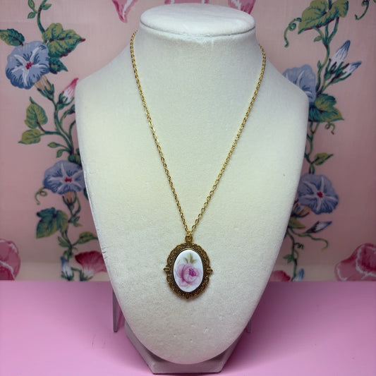 Gilded Filigree Style Bouquet Necklace Antique Gold