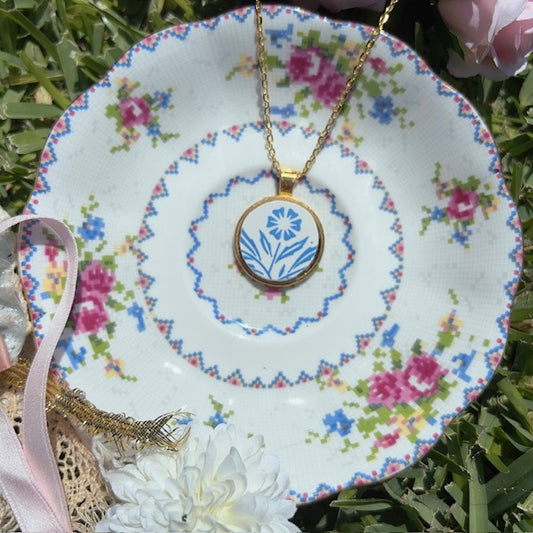 Gilded Corningware Necklace