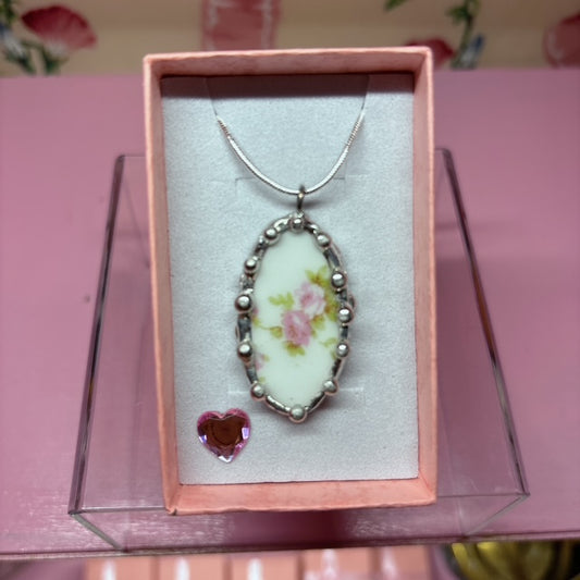 Vintage Rose and Bow Necklace