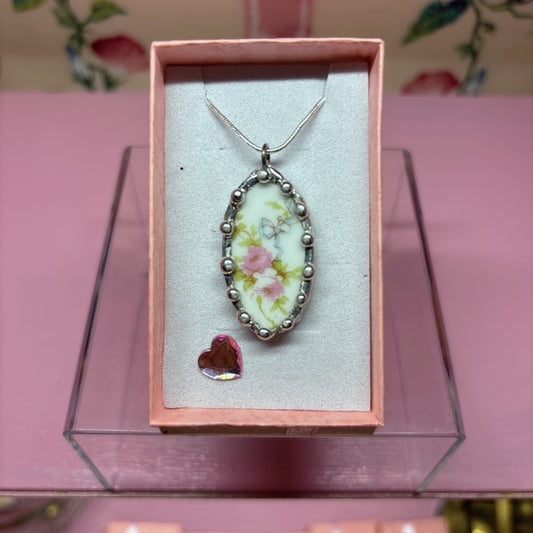 Vintage Rose and Bow Necklace