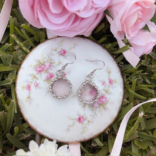 Vintage Pink Glass Earrings