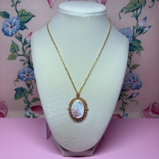 Gilded Filigree Style Bouquet Necklace