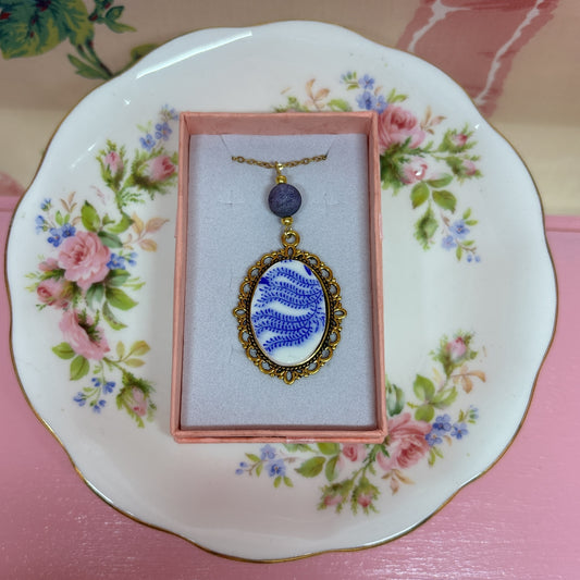 Gilded Blue Willow Necklace
