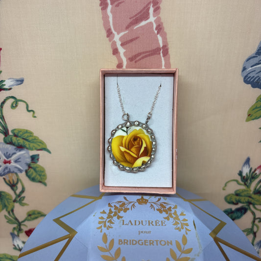 Vintage Yellow Rose Necklace