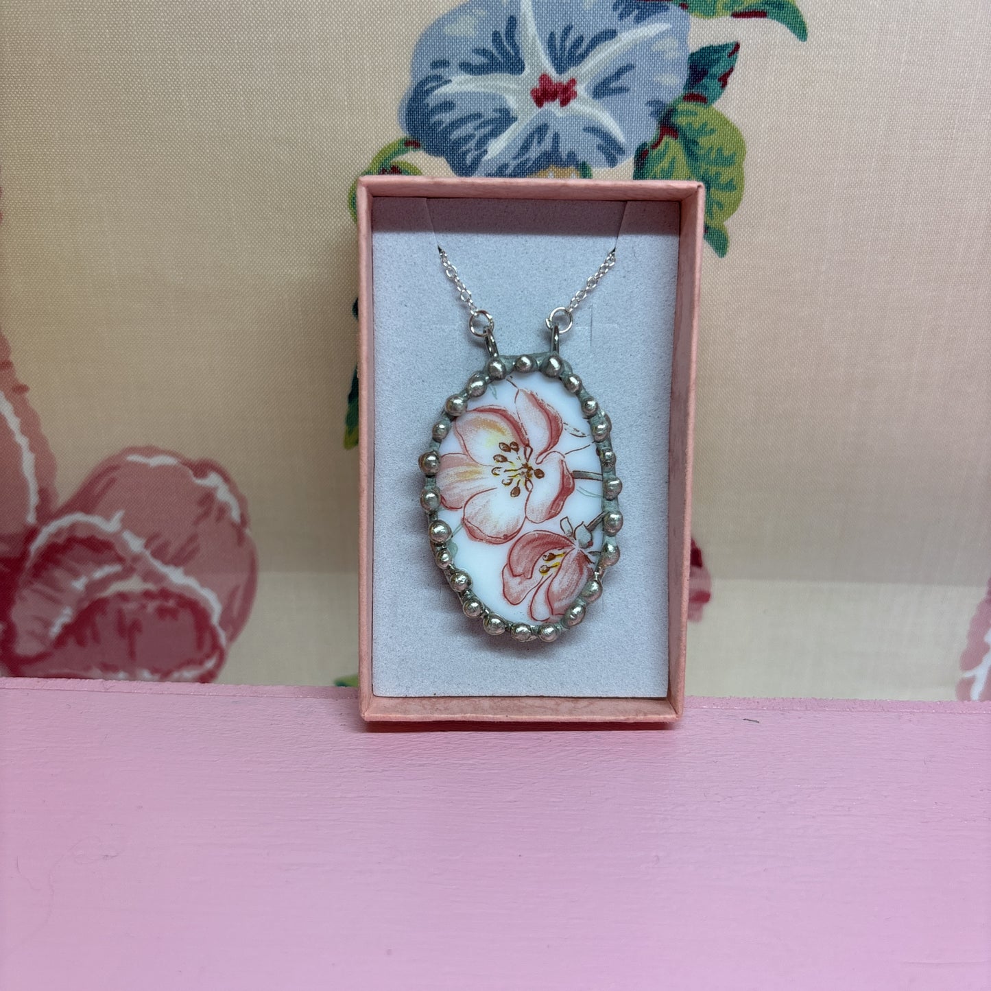Floral Pyrex Necklace