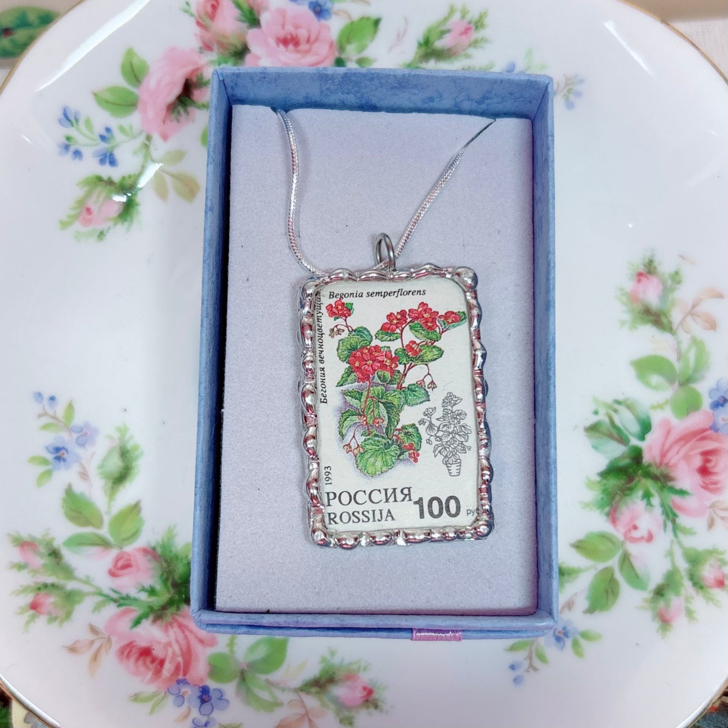 Vintage Stamp Begonia from Russia