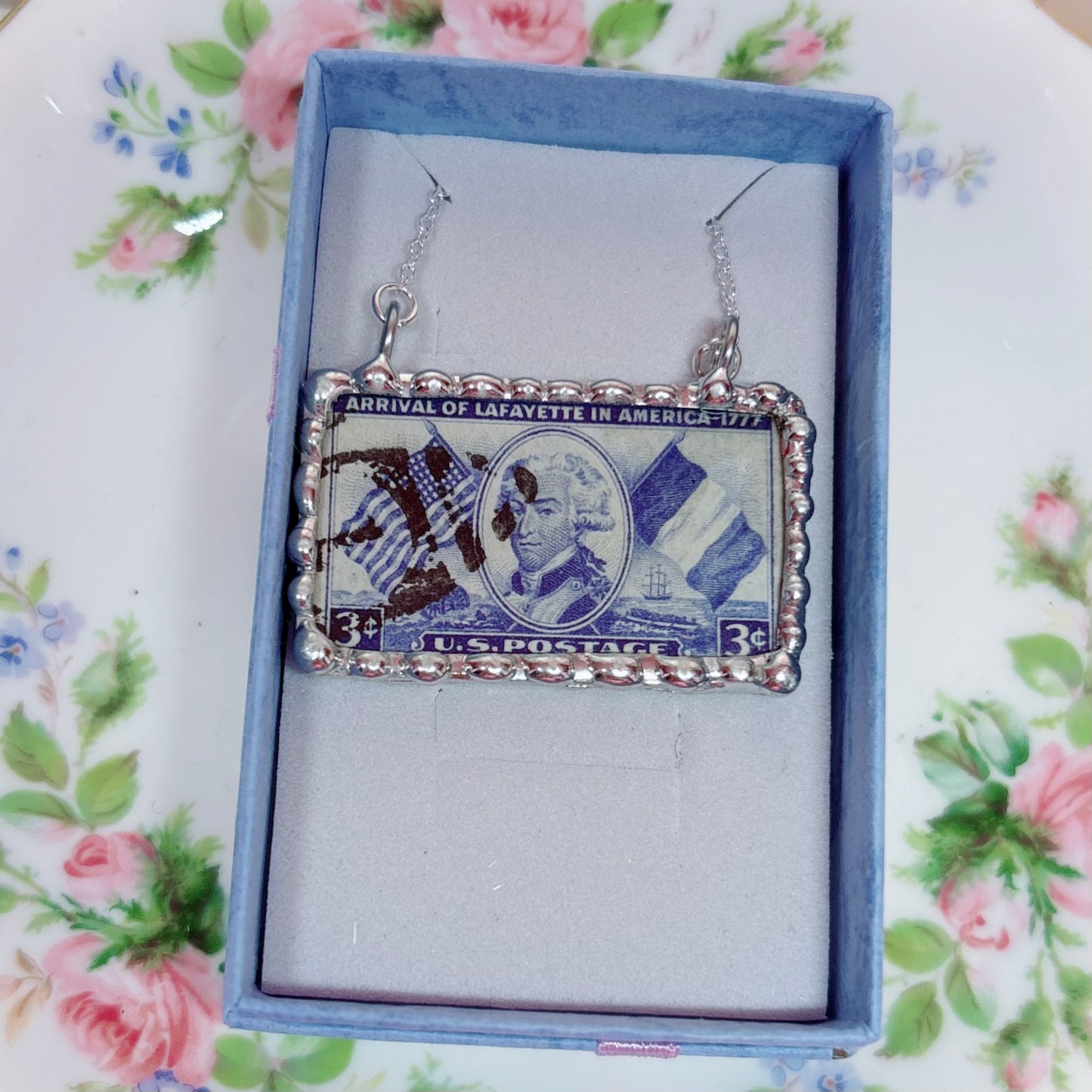 Vintage Stamp Arrival of Lafayette in America