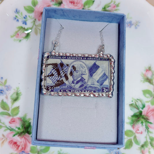 Vintage Stamp Arrival of Lafayette in America