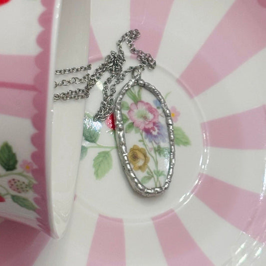 Elongated Oval Bouquet Necklace